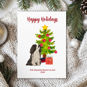 Cartão De Festividades Natal Personalizado Cachorro Spaniel Família Natal