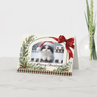 Cartão De Festividades Natal Personalizado com Arco Vermelho e Verde Água