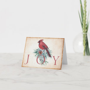 Cartão De Festividades Natal personalizado com cardinal vintage