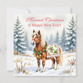Cartão De Festividades Natal Personalizado com Pônei Shetland