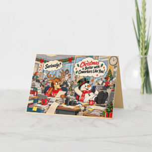 Cartão De Festividades Natal Personalizado com Sarcasmo para Colega de Tr