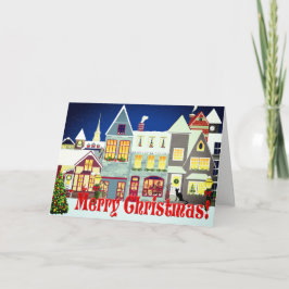 Cartão De Festividades Natal Personalizado da Pequena Cidade