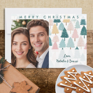 Cartão De Festividades Natal Personalizado das Árvores de Pinheiros do Pa