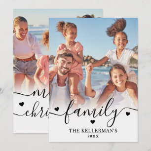 Cartão De Festividades Natal Personalizado de Família com 2 Fotos em Ambo