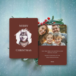 Cartão De Festividades Natal Personalizado de Husky Feliz Natal