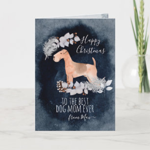 Cartão De Festividades Natal Personalizado de Lakeland Terrier Watercolor