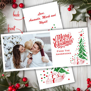 Cartão De Festividades Natal Personalizado de Meio século Moçado Antigo