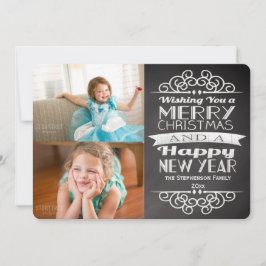 Cartão De Festividades Natal Personalizado de Vintage do Quadro de 2 Foto