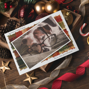 Cartão De Festividades Natal Personalizado de Xadrez de Aquarela