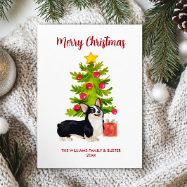 Cartão De Festividades Natal Personalizado do Cão Corgi