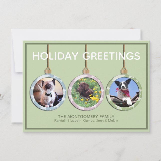 Cartão De Festividades Natal Personalizado do Ornamento de Três Pastéis (Frente)