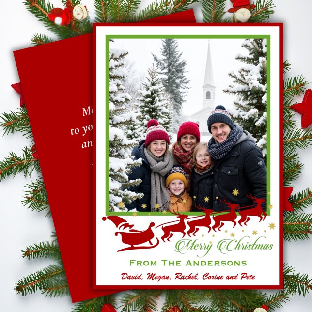 Cartão De Festividades Natal Personalizado do Século de Médio Clássico Re (Retro Classic Mid-Century Custom Photo Christmas Holiday Card)
