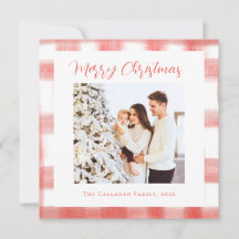 Natal Personalizado Elegante da Xadrez de Gingham