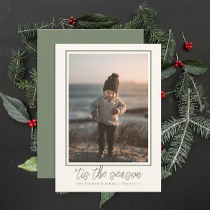 Cartão De Festividades Natal Personalizado Elegante Sofisticado Verde Sal