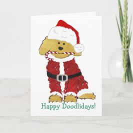 Cartão De Festividades Natal personalizado Goldendoodle Papai Noel