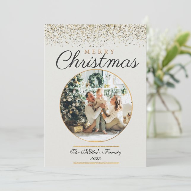 Cartão De Festividades Natal personalizado moderno minimalista (Em pé/Frente)