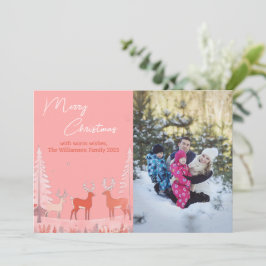 Cartão De Festividades Natal Personalizado Moderno Rosa Foto 