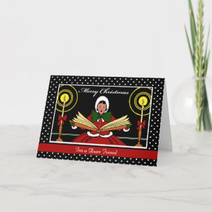 Cartão De Festividades Natal personalizado para a amiga, cantora de moça 