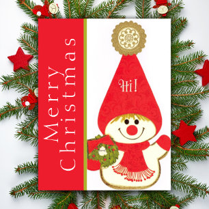 Cartão De Festividades Natal Personalizado para Gnomo de Neve Feliz e mei