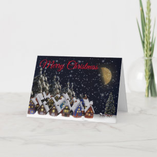 Cartão De Festividades Natal Personalizado para o feriado da vila dos pap