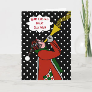 Cartão De Festividades Natal personalizado para trompete e neve apáticos
