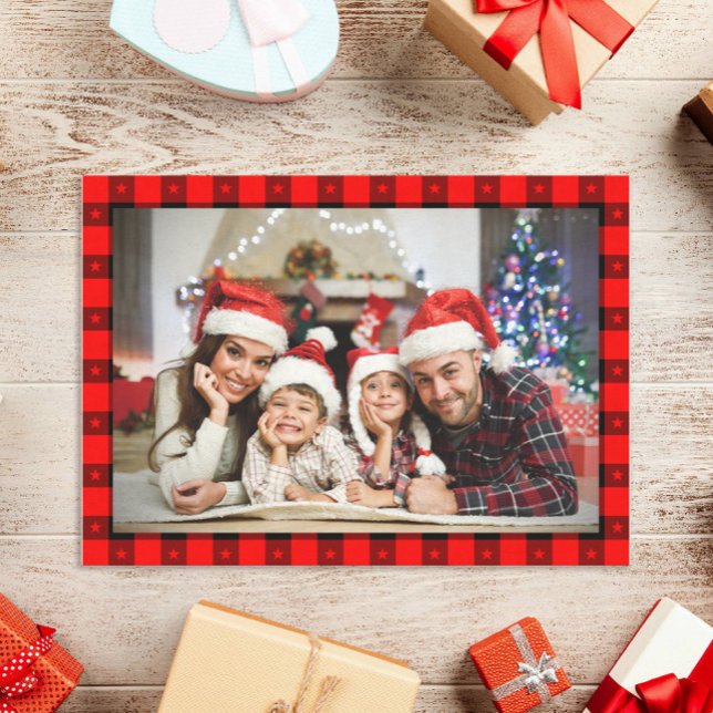 Cartão De Festividades Natal Personalizado Russo da Xadrez de Buffalo (Criador carregado)