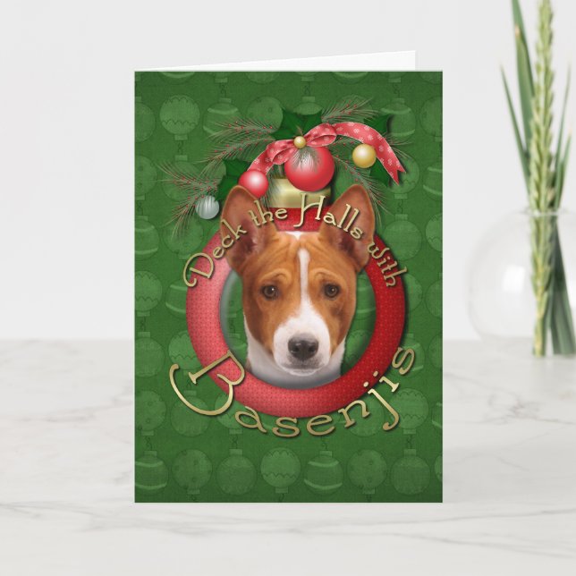Cartão De Festividades Natal - plataforma os salões - Basenjis (Frente)