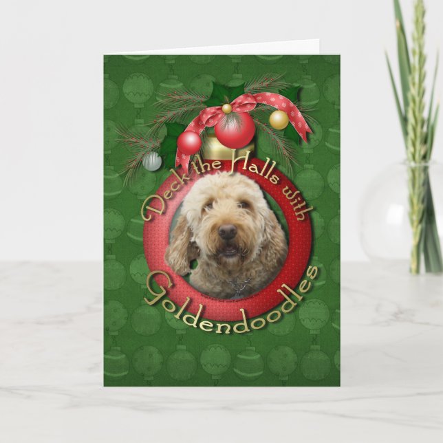 Cartão De Festividades Natal - plataforma os salões - Goldendoodles (Frente)