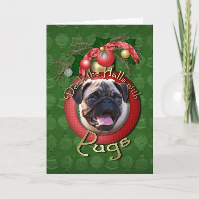 Cartão De Festividades Natal - plataforma os salões - Pugs (Frente)