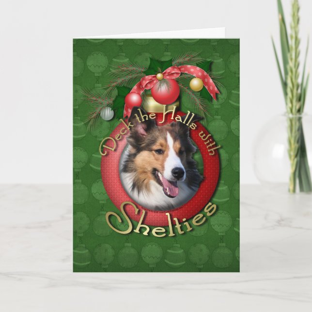 Cartão De Festividades Natal - plataforma os salões - Shelties (Frente)