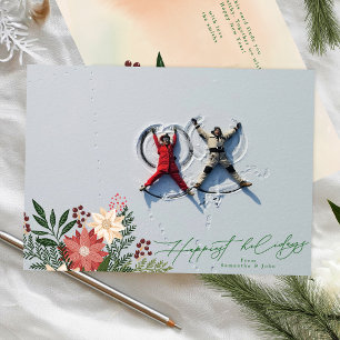 Cartão De Festividades Natal Poinsettia Foto Festiva Mais Feliz