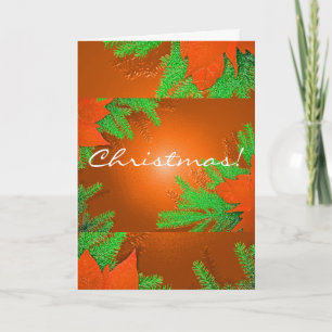 Cartão De Festividades Natal Poinsettia Laranja E Verde Em Inglês