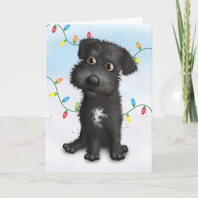 Cartão De Festividades Natal (preto) de Schnoodle (Frente)