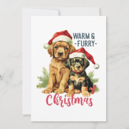 Cartão De Festividades Natal Quente e Seco 2023 Cães Vintage Puppy Pets