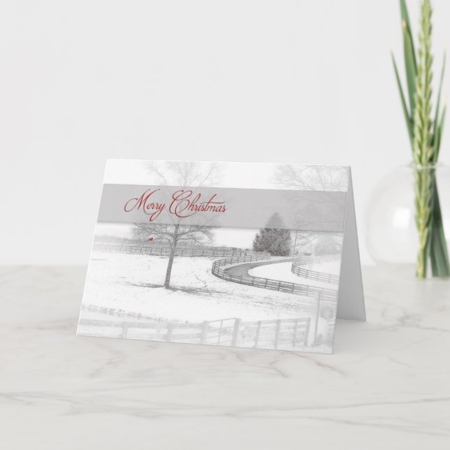 Cartão De Festividades Natal- Rancho de Cavalo-Inverno/Neve (Frente)