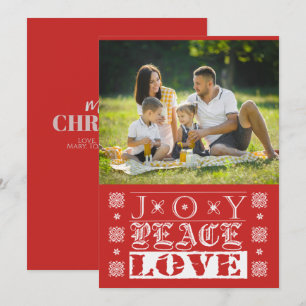Cartão De Festividades Natal Red Joy Peace Love Foto de Férias
