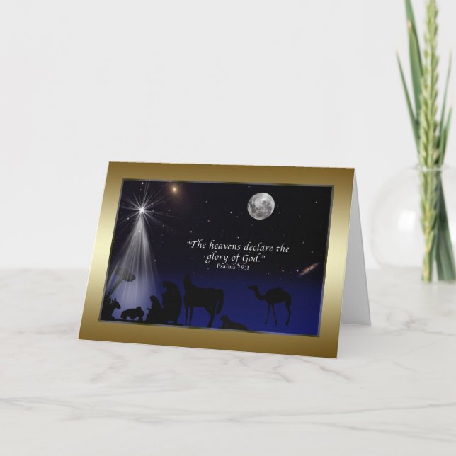 Cartão De Festividades Natal, Religião, Natividade, Estrelas, Lua (Frente)