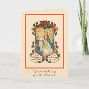 Cartão De Festividades Natal Religioso Jesus Virgem Maria Anjos Feriado