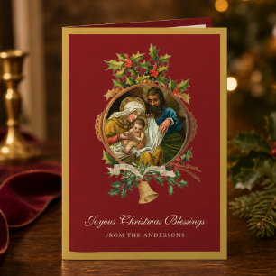 Cartão De Festividades Natal Religioso Jesus Virgem Maria Joseph Poem 