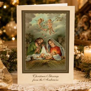 Cartão De Festividades Natal Religioso Jesus Virgem Maria São José