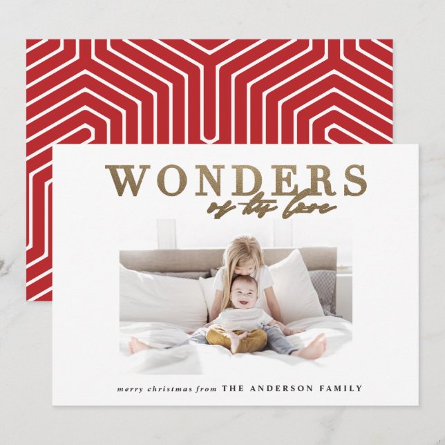 Cartão De Festividades Natal religioso moderno dourado multi foto (Frente/Verso)