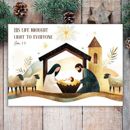 Cartão De Festividades Natal Religioso Moderno Natividade Holly Família