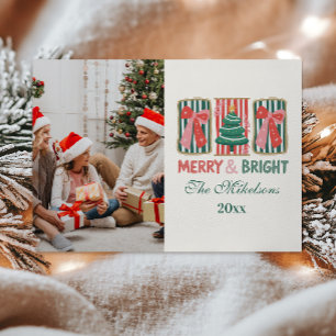 Cartão De Festividades Natal Retro Alegre e Brilhante
