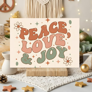 Cartão De Festividades Natal Retro Boho Paz Amor Alegria