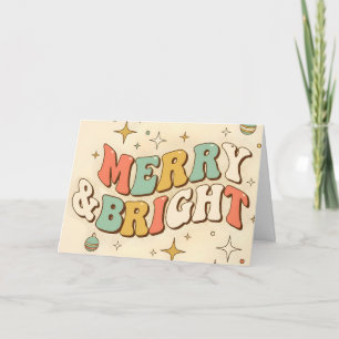 Cartão De Festividades Natal Retro Groovy Alegre e Brilhante