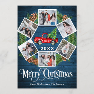 Cartão De Festividades Natal Retro Red Fazenda Caminhão Saudação 6 FOTO