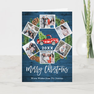 Cartão De Festividades Natal Retro Red Fazenda Caminhão Saudação 6 FOTO