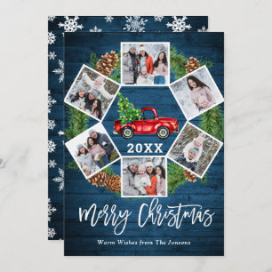 Cartão De Festividades Natal Retro Red Fazenda Caminhão Saudação 6 FOTO