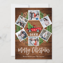 Cartão De Festividades Natal Retro Red Fazenda Caminhão Saudação 6 FOTO