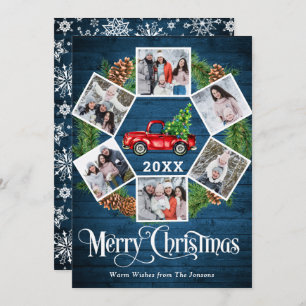 Cartão De Festividades Natal Retro Red Fazenda Caminhão Saudação 6 FOTO